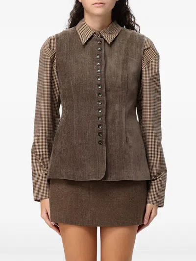 Eleh Button-up Sleeveless Waistcoat In Brown