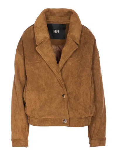ELEH CHAQUETA DE CUERO - MARRÓN