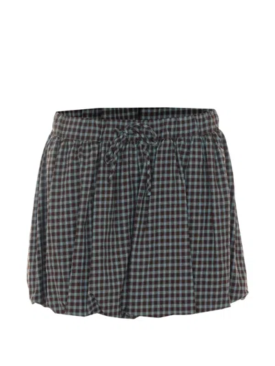 Eleh Check-pattern Balloon-motif Mini Skort In Multi