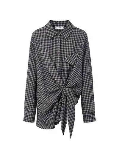 Eleh Check-pattern Knot-detail Shirt In Multi