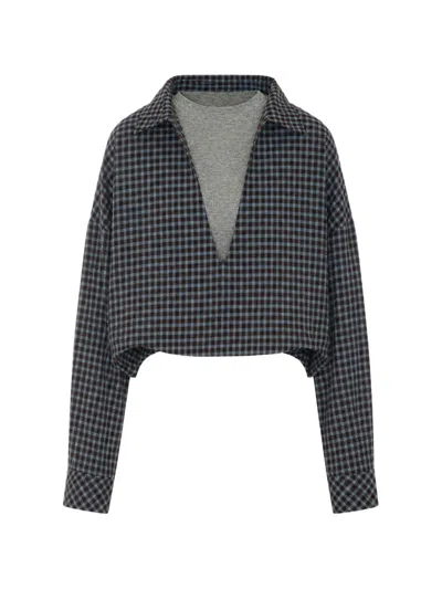 Eleh Check-pattern Layered-detail Top In Multi