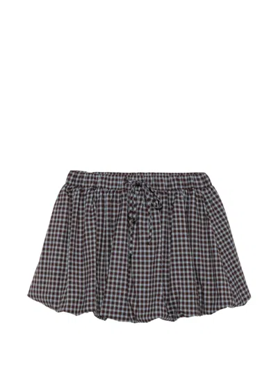 Eleh Check-pattern Puff Mini Skirt In Black