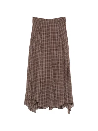 Eleh Check-print Maxi Skirt In Brown