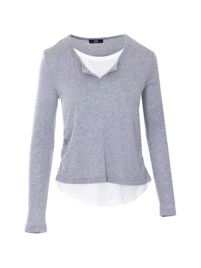 Eleh Grey And White Long Sleeves Top In Gray