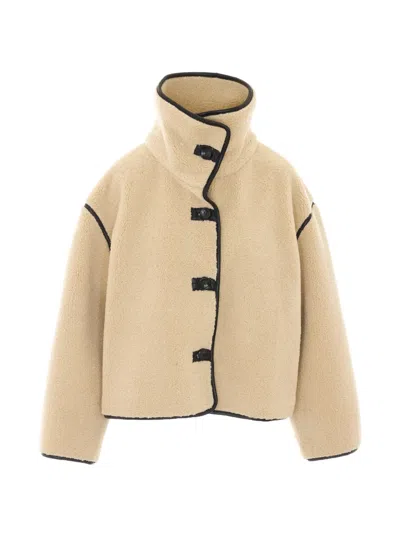Eleh Contrast-trim Faux-fur Jacket In Neutral
