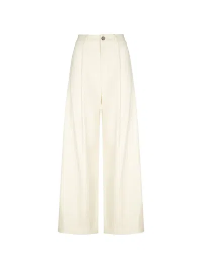Eleh Corduroy Wide-leg Trousers In White