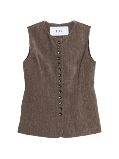 Eleh Corduroy-effect Button-up Top In Brown