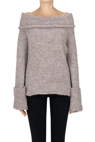 Eleh Cow Neckline Pullover In Brown