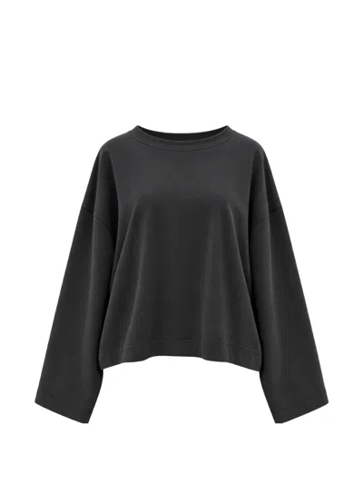 Eleh Crew-neck Drop-shoulder Sweater In Black