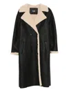 Eleh Double-breasted Fleece-trimmed Coat In Black