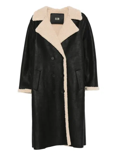 ELEH DOUBLE-BREASTED FLEECE-TRIMMED COAT
