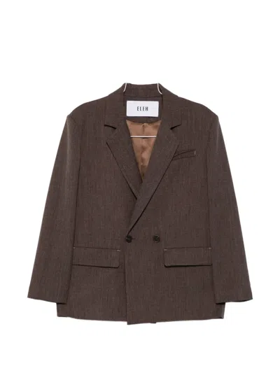 Eleh Double-breasted Notch-lapel Jacket In Brown