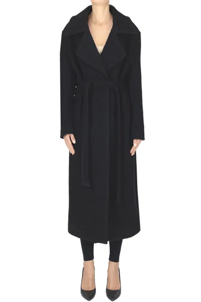 Eleh Double-breasted Wool Coat In Black