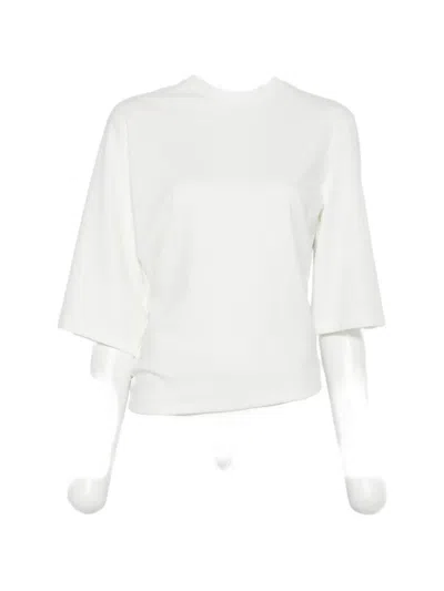 Eleh Draped Short-sleeve Sweater In White