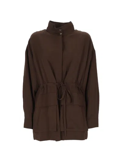 Eleh Drawstring Jacket In Brown