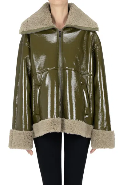 Eleh Eco-fur Interior Vinyl Jacket In Green