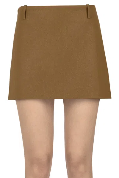Eleh Eco-leather Mini Skirt In Light Brown