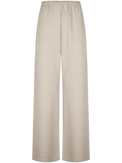 Eleh Elastic Waistband Wide-leg Pants In White