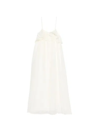 Eleh Ruffled Midi Dress In White
