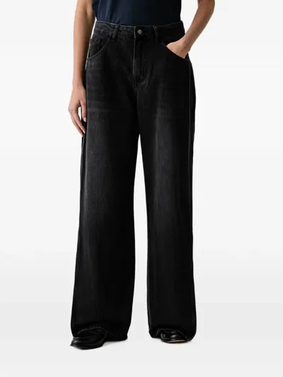 Eleh Faded Wide-leg Jeans In Black