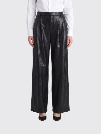 Eleh Faux Leather Wide-leg Trousers With Pleats In Black