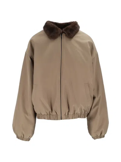 Eleh Mud Cropped Faux Fur Collar Jacket In Neutral