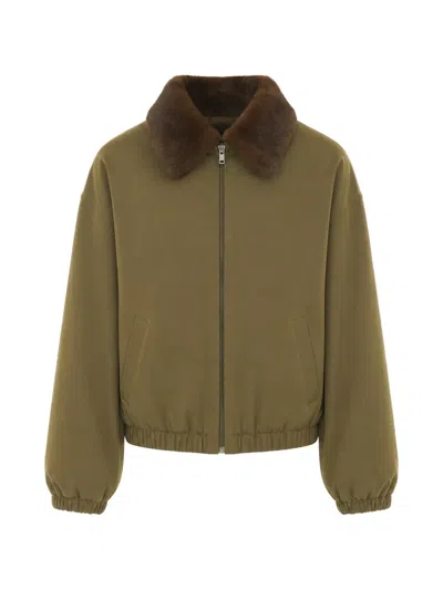 Eleh Faux-fur Collar Jacket In Brown