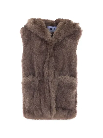 Eleh Faux-fur Hooded Gilet In 브라운