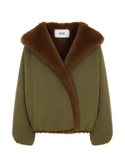 Eleh Faux-fur Trim Hooded Jacket In Green