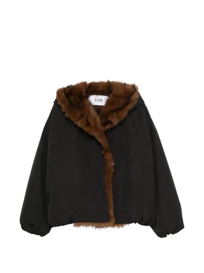 Eleh Faux-fur Trim Hooded Jacket In Brown