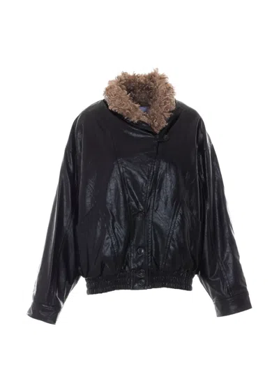 Eleh Faux-fur Trim Oversized Jacket In Black