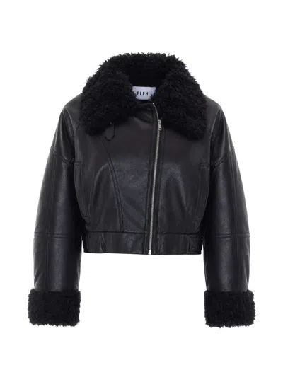 Eleh Faux-shearling-trim Jacket In Black