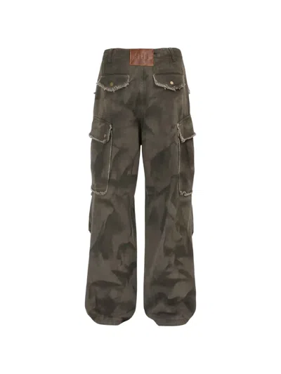 Eleh Frayed Cargo Pants In Green