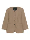 Eleh Frayed-sleeve Blazer In Brown