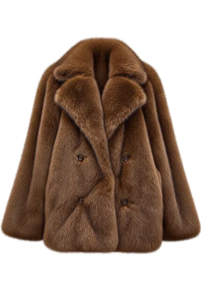 Eleh Fur Coat  Faded In Brown