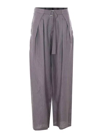 Eleh Grey And White Pants In Gray
