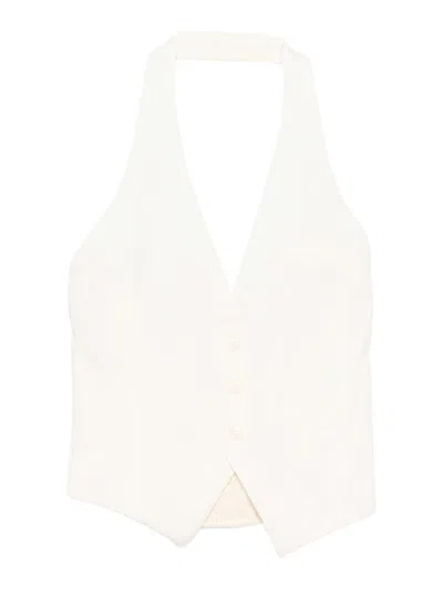 Eleh Halter Vest In Cream Fabric In Neutral