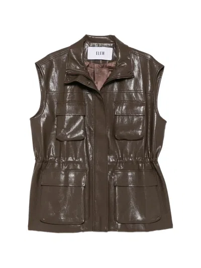Eleh High-neck Drawstring Gilet In Brown