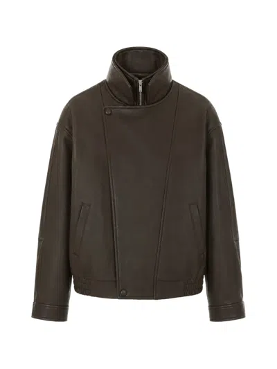 Eleh High-neck Zip-up Jacket In Brown