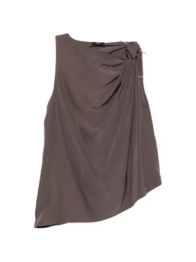 Eleh Knot Draped Tank Top In Brown