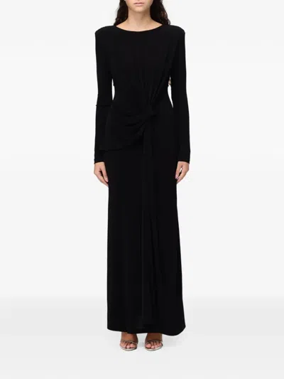 Eleh Knot-detail Long-sleeve Maxi Dress In Black