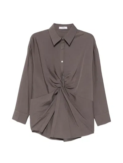 Eleh Knot-detail Long-sleeve Shirt In Gray