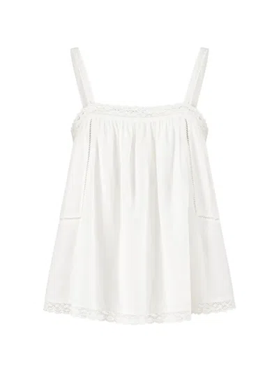 Eleh Lace-trim Pleated Tank Top In White