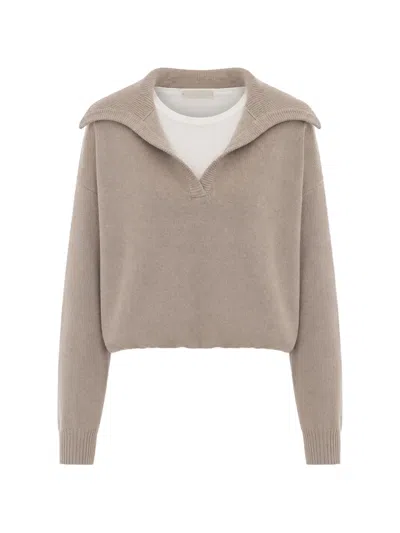 Eleh Layered Spread-collar Sweater In Pink