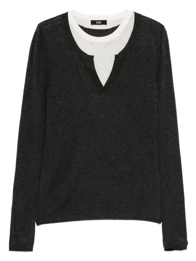 Eleh Layered V-neck Top In Gray