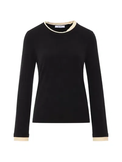 Eleh Layered-detail Crew-neck T-shirt In Black