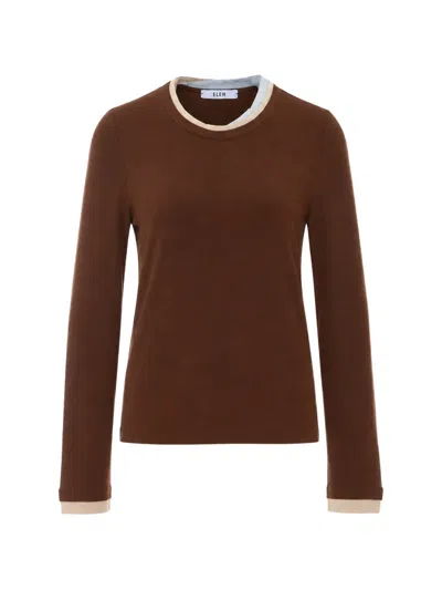 Eleh Layered-effect Long-sleeve T-shirt In Brown