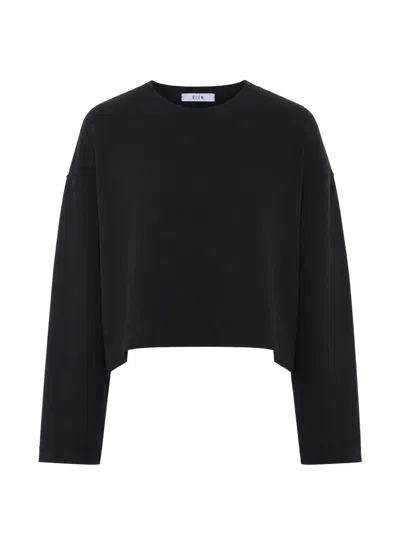 Eleh Long-sleeve Cropped Sweater In Black