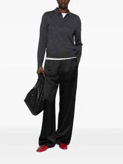 Eleh Long-sleeve Polo Sweater In Gray
