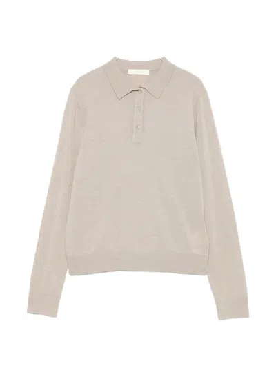 Eleh Long-sleeve Polo Top In Neutral